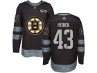 Men Adidas Boston Bruins #43 Danton Heinen Black 1917-2017 100th Anniversary Stitched NHL Jersey