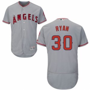 Men\'s Majestic Los Angeles Angels of Anaheim #30 Nolan Ryan Grey Flexbase Authentic Collection MLB Jersey