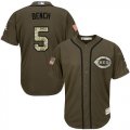 Men Cincinnati Reds #5 Johnny Bench Green Salute to Service Stitched Baseball Jersey