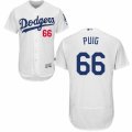 Men's Majestic Los Angeles Dodgers #66 Yasiel Puig White Flexbase Authentic Collection MLB Jersey