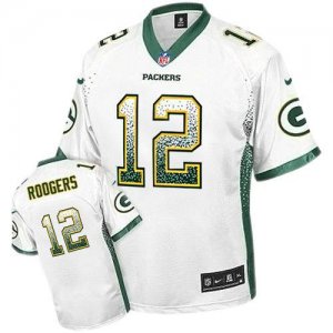Nike Green Bay Packers #12 Aaron Rodgers White Jersey(Elite Drift Fashion)