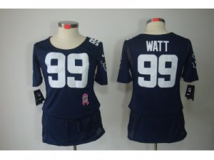 Nike Womens Houston Texans #99 J.J. Watt blue Jerseys(breast Cancer Awareness)