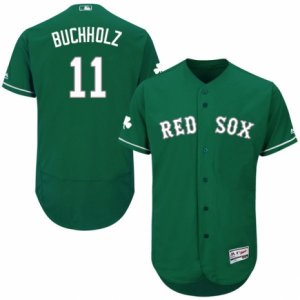 Men\'s Majestic Boston Red Sox #11 Clay Buchholz Green Celtic Flexbase Authentic Collection MLB Jersey
