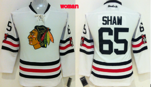 Women NHL Chicago Blackhawks #65 shaw classic white jerseys