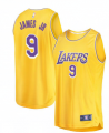 Men Los Angeles Lakers #9 James JR Fanatics White Fast Break yellow Jerseys