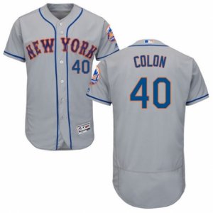 Men\'s Majestic New York Mets #40 Bartolo Colon Grey Flexbase Authentic Collection MLB Jersey