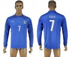 Italy #7 Zaza Blue Home Long Sleeves Soccer Country Jersey