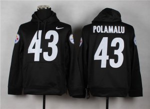 Nike Pittsburgh Steelers #43 Troy Polamalu Black jerseys(Pullover Hoodie)