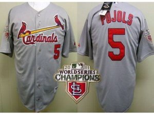 mlb St.Louis Cardinals #5 Albert Pujols grey[2011 World Series Champions]