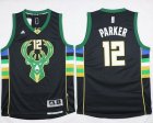 NBA Men Milwaukee Bucks #12 Jabari Parker Black Alternate Stitched Jersey