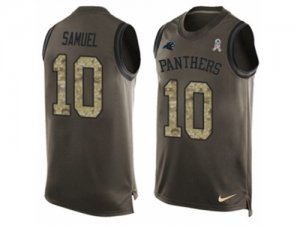 Mens Nike Carolina Panthers #10 Curtis Samuel Limited Green Salute to Service Tank Top NFL Jersey