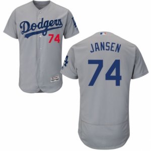 Men\'s Majestic Los Angeles Dodgers #74 Kenley Jansen Grey Flexbase Authentic Collection MLB Jersey