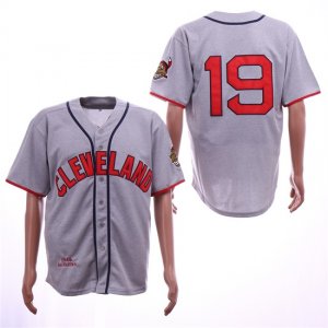 Indians #19 Bob Feller Gray 1948 Throwback Jersey