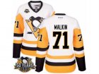 Womens Reebok Pittsburgh Penguins #71 Evgeni Malkin Authentic White Away 50th Anniversary Patch NHL Jersey