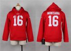 Nike Youth San Francisco 49ers #16 Joe Montana red jerseys(Pullover Hoodie)