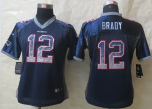 Women Nike New England Patriots #12 Brady Blue Jerseys(Drift Fashion)