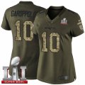 Womens Nike New England Patriots #10 Jimmy Garoppolo Limited Green Salute to Service Super Bowl LI 51 NFL Jersey