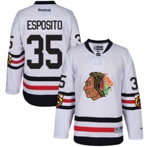 Youth Reebok Chicago Blackhawks #35 Tony Esposito Authentic White 2017 Winter Classic NHL Jersey