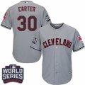 Youth Majestic Cleveland Indians #30 Joe Carter Authentic Grey Road 2016 World Series Bound Cool Base MLB Jersey