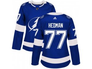 Women Adidas Tampa Bay Lightning #77 Victor Hedman Blue Home Authentic Stitched NHL Jersey