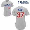 Mens Majestic Chicago Cubs #37 Travis Wood Replica Grey Road Cool Base MLB Jersey