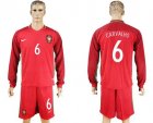 Portugal #6 Carvalho Home Long Sleeves Soccer Country Jersey