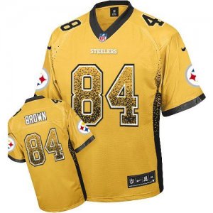 Nike Pittsburgh Steelers #84 Antonio Brown Gold Jersey(Elite Drift Fashion)