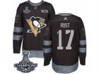Mens Adidas Pittsburgh Penguins #17 Bryan Rust Premier Black 1917-2017 100th Anniversary 2017 Stanley Cup Champions NHL Jersey