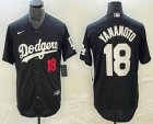 Men's Los Angeles Dodgers #18 Yoshinobu Yamamoto Number Black Stitched Cool Base Nike Jersey