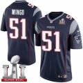 Youth Nike New England Patriots #51 Barkevious Mingo Elite Navy Blue Team Color Super Bowl LI 51 NFL Jersey