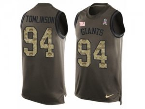 Mens Nike New York Giants #94 Dalvin Tomlinson Limited Green Salute to Service Tank Top NFL Jersey