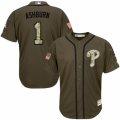 Men's Majestic Philadelphia Phillies #1 Richie Ashburn Authentic Green Salute to Service MLB Jersey