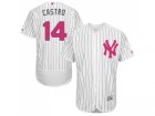 Mens Majestic New York Yankees #14 Starlin Castro Authentic White 2016 Mothers Day Fashion Flex Base MLB Jersey
