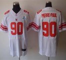 Nike Giants #90 Jason Pierre-Paul White With Hall of Fame 50th Patch NFL Elite Jersey