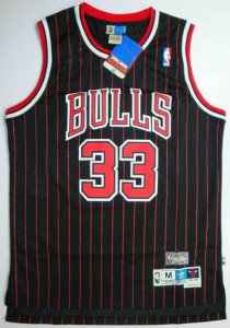 NBA Chicago Bulls #33 Pippen black[red strip]