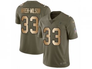 Men Nike Atlanta Falcons #33 Blidi Wreh-Wilson Limited Olive Gold 2017 Salute to Service NFL Jersey