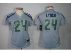 Nike Women NFL Seattle Seahawks #24 Marshawn Lynch Grey Jerseys