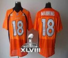 Nike Denver Broncos #18 Peyton Manning Orange Team Color With C Patch Super Bowl XLVIII NFL Elite Jersey