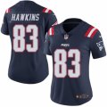 Women's Nike New England Patriots #83 Lavelle Hawkins Limited Navy Blue Rush NFL Jersey