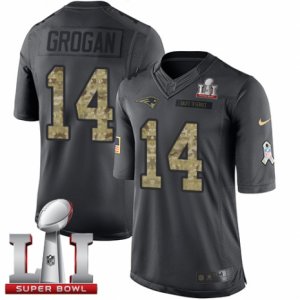 Mens Nike New England Patriots #14 Steve Grogan Limited Black 2016 Salute to Service Super Bowl LI 51 NFL Jersey