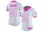 Women Nike New England Patriots #24 Stephon Gilmore Limited White Pink Rush Fashion NFL Jersey