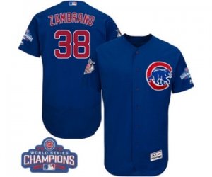 Mens Majestic Chicago Cubs #38 Carlos Zambrano Royal Blue 2016 World Series Champions Flexbase Authentic Collection MLB Jersey