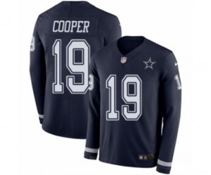 Mens Nike Dallas Cowboys #19 Amari Cooper Limited Navy Blue Therma Long Sleeve NFL Jersey