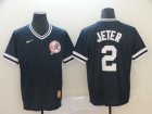 Yankees #2 Derek Jeter Black Throwback Jersey