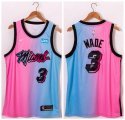Heat #3 Dwyane Wade Blue Pink Nike 2021 City Edition Swingman Jersey