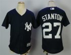 Yankees #27 Giancarlo Stanton Navy Youth Cool Base Jersey