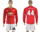 Manchester United #44 Pereira Red Home Long Sleeves Soccer Club Jersey