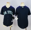 Youth Seattle Mariners Blank Navy Blue Cool Base Stitched Baseball Jersey