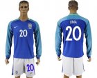 Brazil #20 Lima Away Long Sleeves Soccer Country Jersey