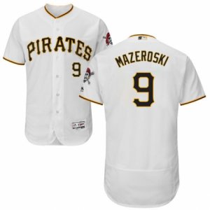 Men\'s Majestic Pittsburgh Pirates #9 Bill Mazeroski White Flexbase Authentic Collection MLB Jersey